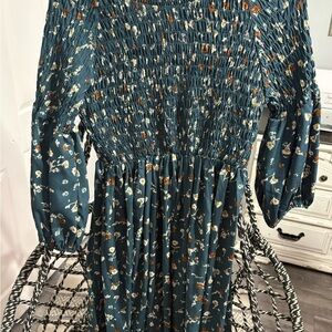 Floral Smocked Long Sleeve Dress